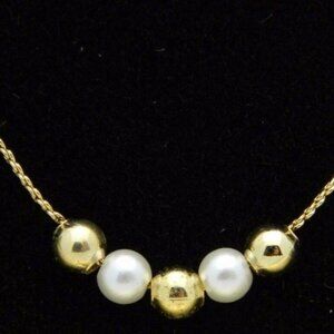 MIA Gold Tone Faux Pearl Dainty Choker Necklace